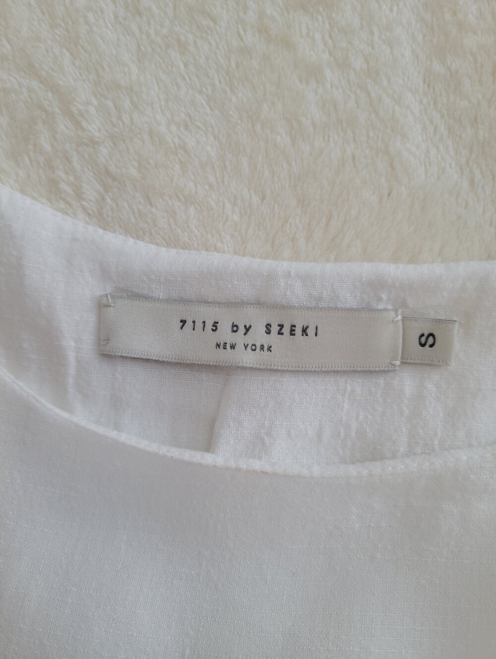 7115 by Szeki White Pleated Crop Top Linen-Cotton Blend Peplum Minimalist Blouse - Picture 8 of 9